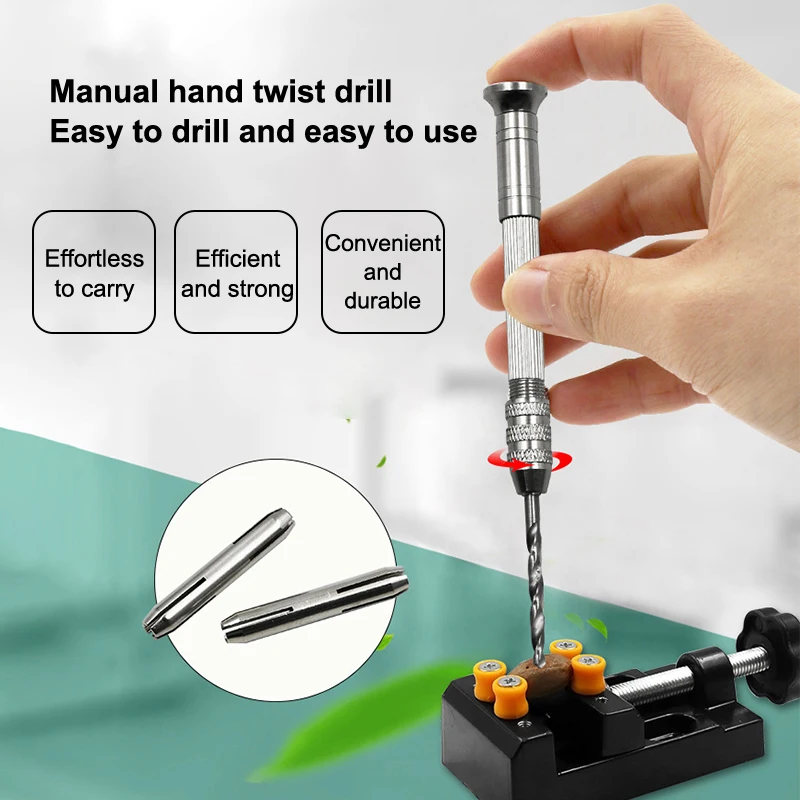 Mini Hand Drill Woodworking Rotary Tool Manual Twist Drill Bit Watch Repair Tools