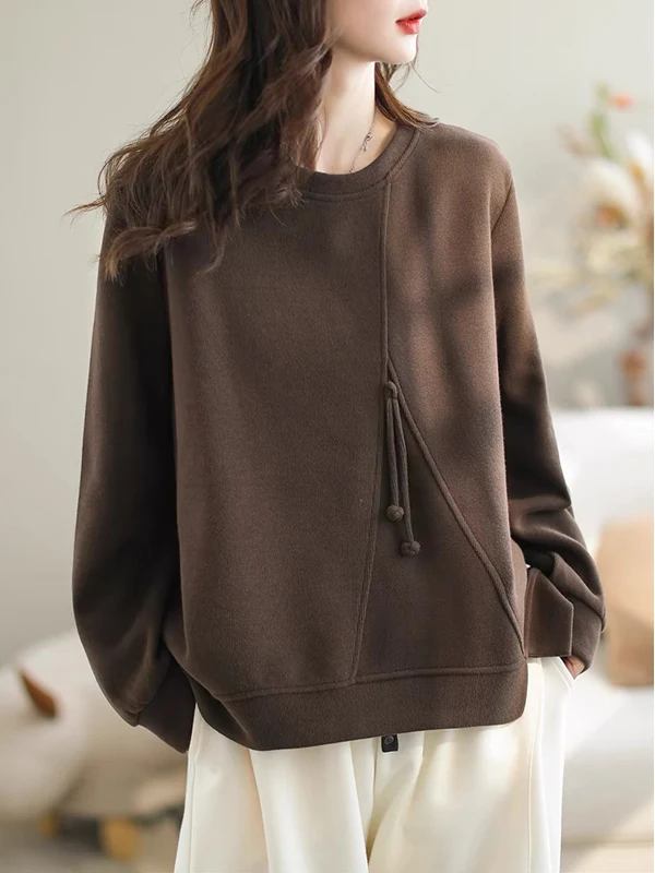 

Весенне-осенняя круглая толстовка Ne цвета, повседневный дизайн, свободная женская толстовка с длинным светом, удобная уличная одежда