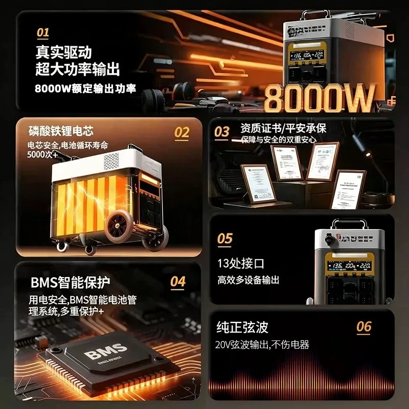Outdoor Camping Portable Power Station 220V for Road Trip Car RV Live Streaming Market Stall Business Industrial Emergency