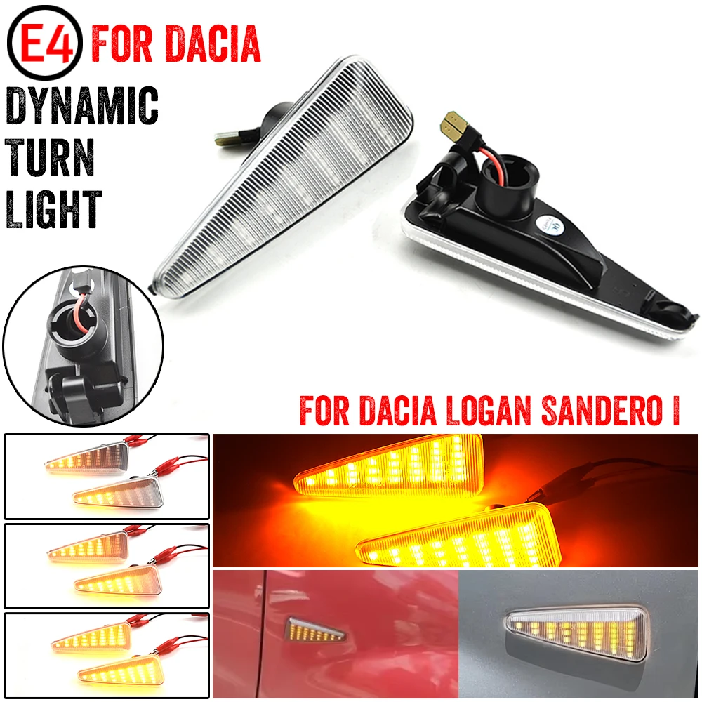 2X Dynamic LED Side Marker Light Turn Signal Blinker Lamp For Dacia Logan Sandero I For Renault Stepway Thalia 2008-2011