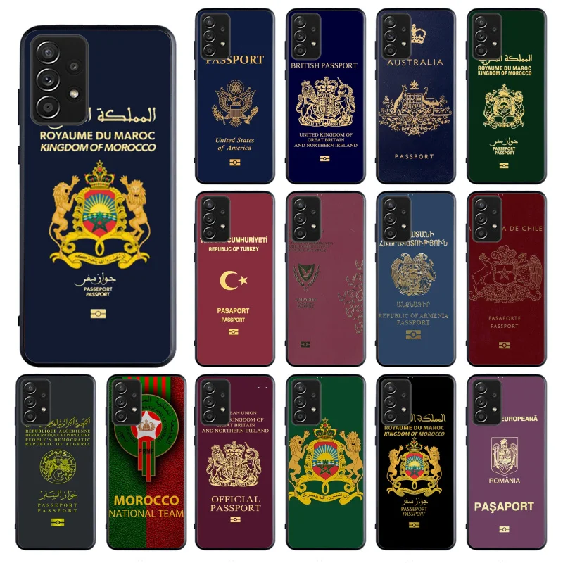 모로코 여권 휴대폰 케이스, 삼성 갤럭시 A35, A55, A54, A15, A25, A05s, A05, A22, A24, A52, A33, A34, M34, M14, M54, M23 용