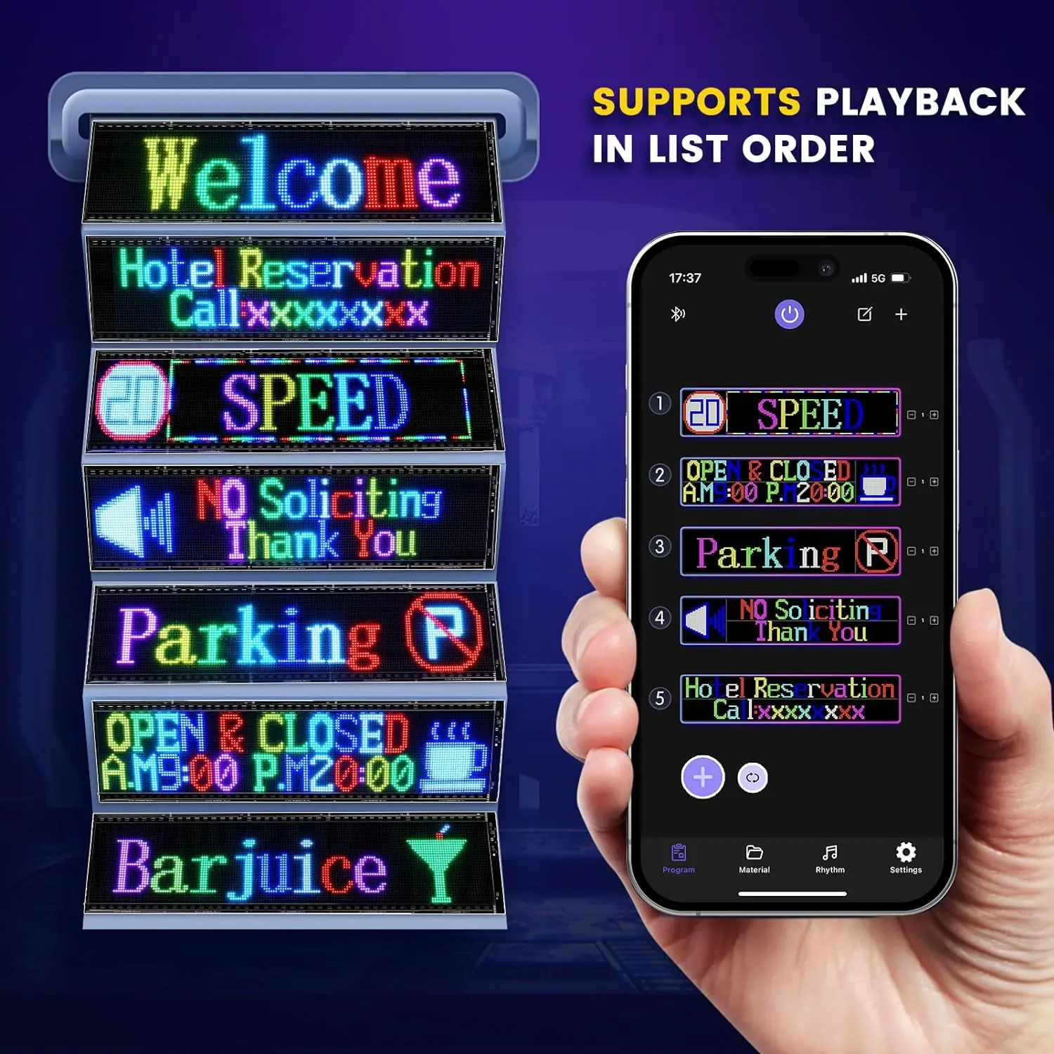 Imagem -03 - Gotus-led Flexível Rolling Billboard Controle App Suporta Dual Single Row Programação Padrão de Texto Shop Sign Bluetooth