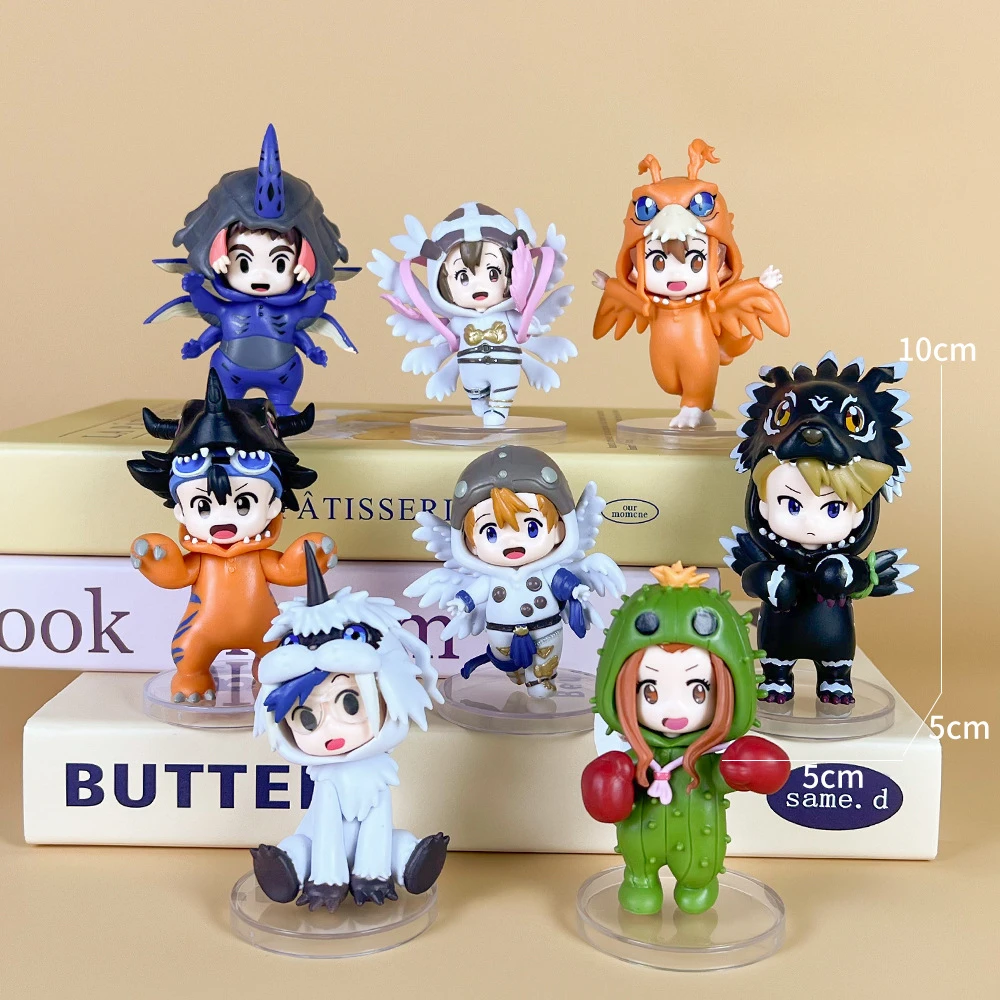 Digimon Adventure Anime Model Brinquedos, boneca, presentes de aniversário, Tailmon, Gomamon, Patamon, Gabumon, Tentomon, Palmon, Piyomon, Agumon, 8 peças por conjunto