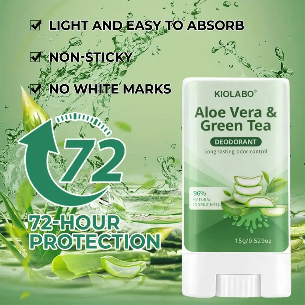 

15g Aloe Vera & Green Tea Deodorizing Cream – Lightweight Non-Greasy Body Moisturizer, Refreshing Odor Control