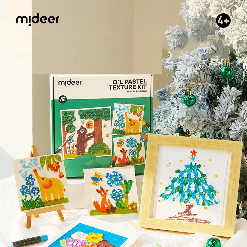 Mideer Oil Pastel Texture Kit DIY 3D Oil Painting Children Painting Toys Springtime Blossoms Forest Adventure For Kids 4Y+