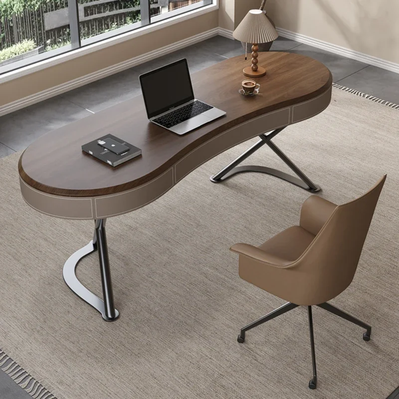 France Minimalism Office Desks High-end Design Creative Computer Office Desk Metal Frame Office Furniture Bureau De Chambre FYOD