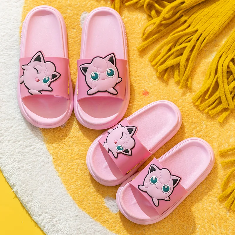 Anime Pokemon Pikachu Slippers Boys Girls Bathroom Slipper Non Slip Outdoor Beach Sandals Cartoon Kids Household Shoes Slippers