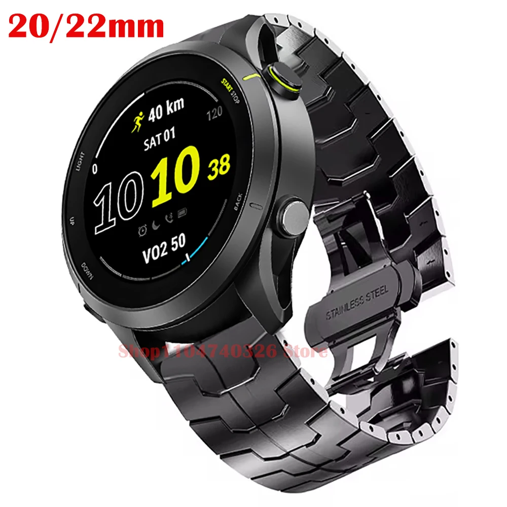 22 20mm Edelstahlarmband für Garmin Venu 3/2 Plus/2/Venu SQ 2/Vivoactive 5/4/3 Metallarmband für Forerunner 55 245 255 265 55