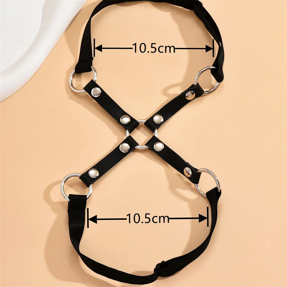 Sexy Rock Round Ring Loop Elastic X Shape Leather Belt Leg Accessories Girl Women Harness Goth Black Gothic Punk Thigh Garter