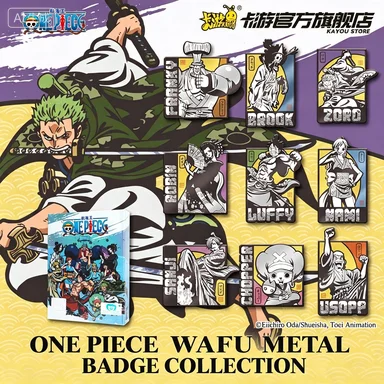 KAYOU Official ONE PIECE Wano Country Collectible Badges Anime Metal Pins Luffy Zoro Nami Character Badge Collection Toy Gift
