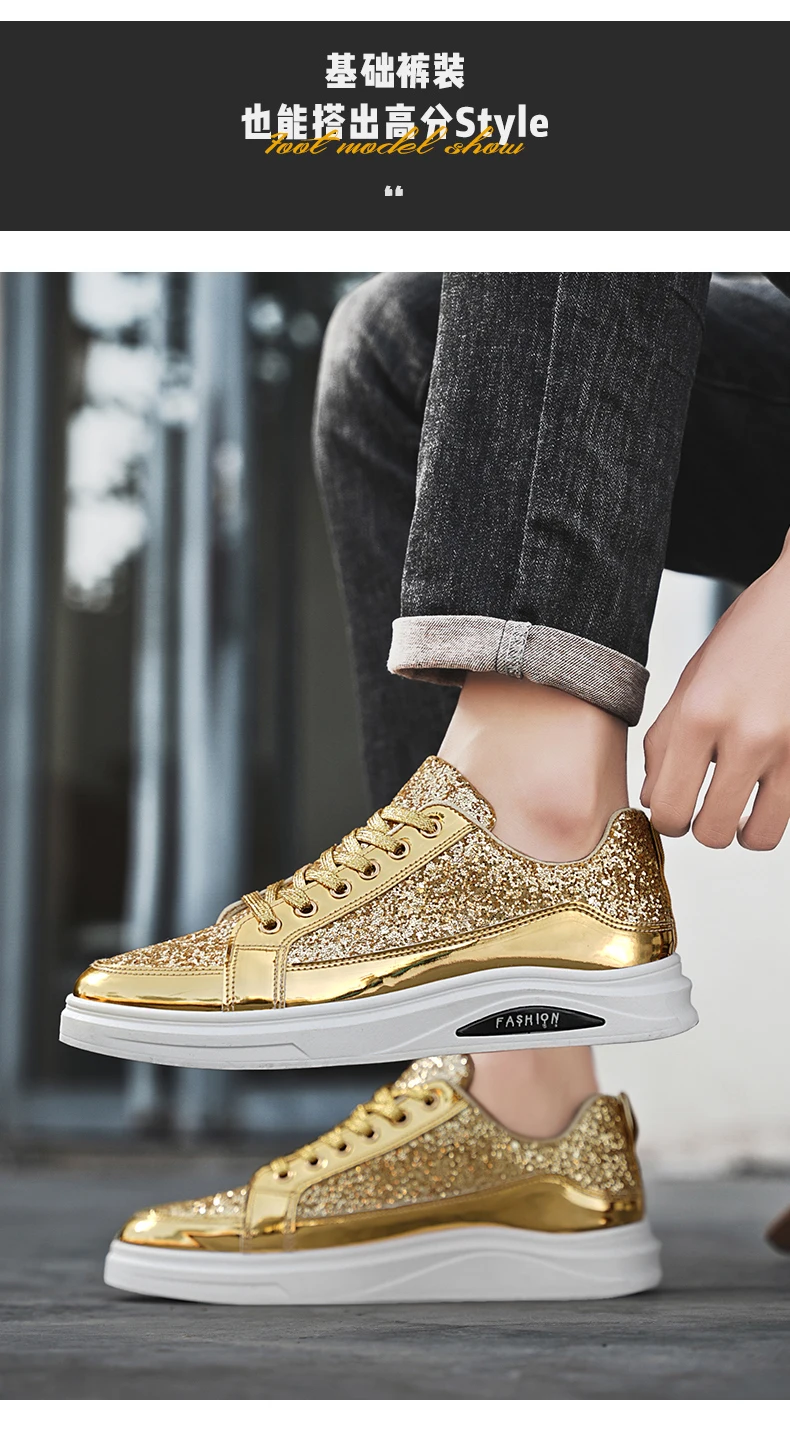Neue Frühlings- und Herbst-Herrenschuhe mit Pailletten, Modische Britische Freizeitschuhe, Trendige Schuhe, Vielseitige Niedrige Sportsneaker – Detail 10