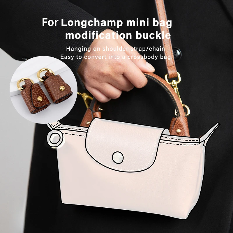 Bag Transformation Accessories for Longchamp mini Bag Straps Punch-free Genuine Leather Shoulder Strap Crossbody Conversion