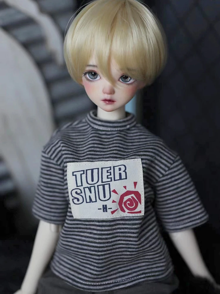 G10-115 children toy 1/4 bjd sd DD doll's props Accessoriess clothes   Casual short-sleeved personality striped T-shirt top 1pcs