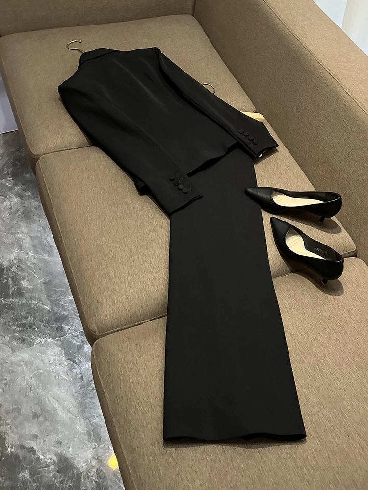 

Ele Floral V-Ne Suit White Wrap Skirt Two-Piece Set Women's Faion Workwear Commute Sle Long Sve Busin Suit