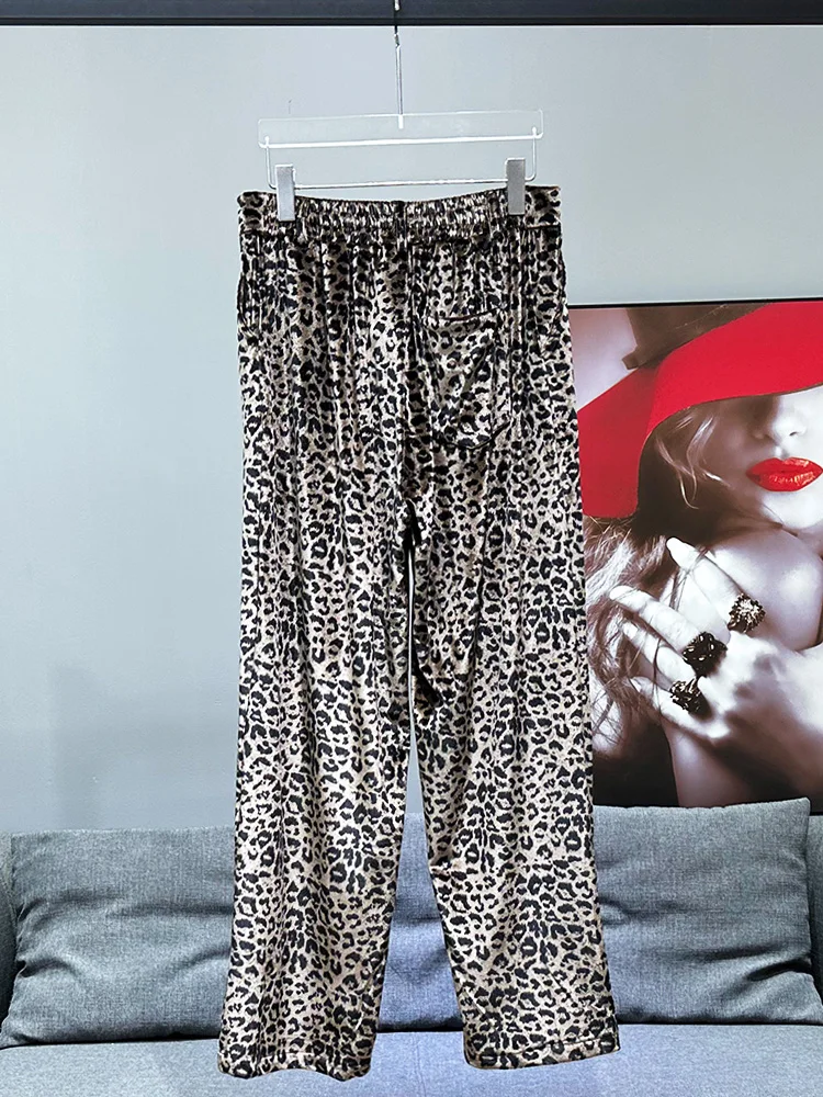 Men's 2024 Autumn New Fashion Trendy High-end Leopard Print Wide-leg Pants Male Temperament Versatile Popular Chic Casual Pants