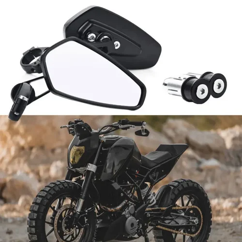 Imagen 2 del producto 1 par de espejos retrovisores universales de 7/8 ""para motocicleta, espejos retrovisores laterales con mango de visión trasera, ovalados de aluminio para Suzuki Honda Yamaha