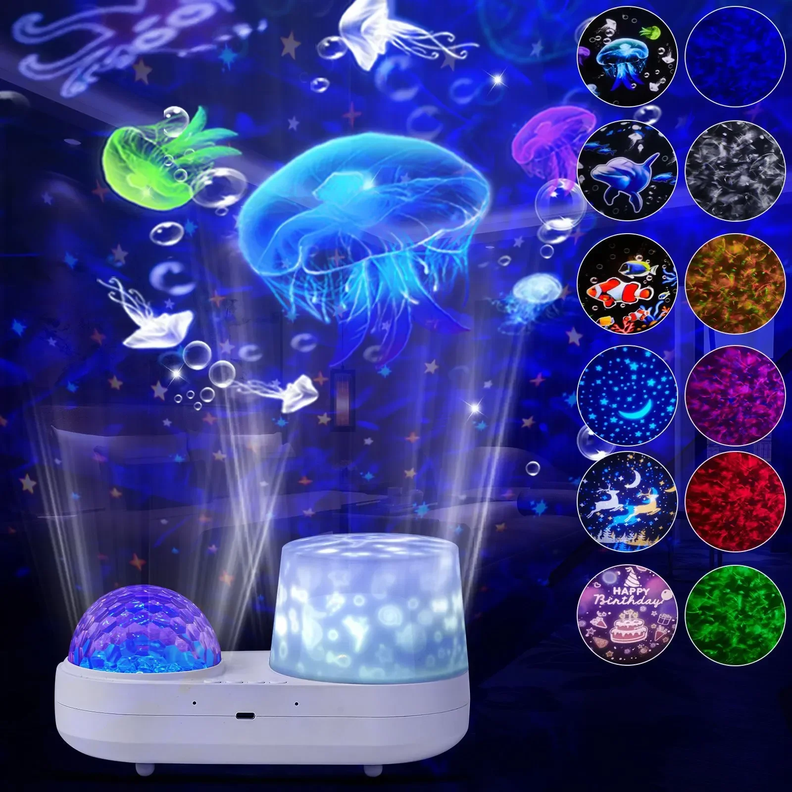 Ocean Starry Projector  Night Light Childrens Constellation Galactic Projection Light  Degree Rotation Nebula Light Nightlights