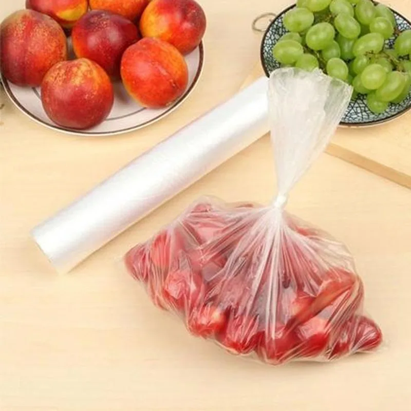 Stretch Wrap Film Transparent Plastic Bag with Handle for Kitchen Fruit Vegetables Freezer Food Packaging Disposable Wrap Film