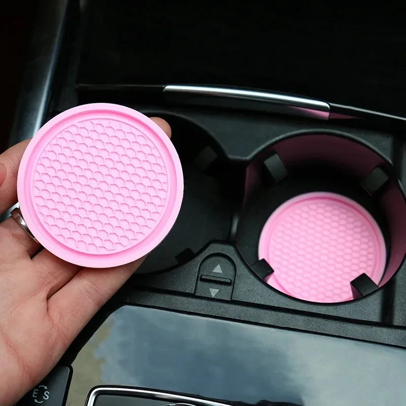 1/3Pcs Car Bling Rhinestone Cup Holder Drink Pad Interior Decoration Anti-slip Mat Round Durable Coaster Heat Resi Accessories