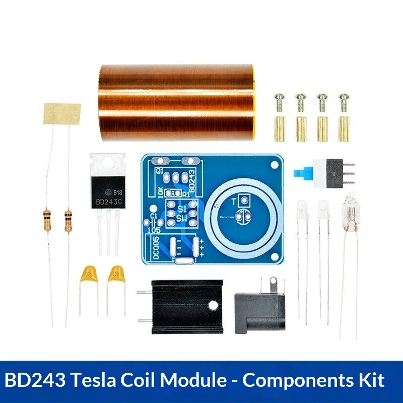 Tesla coil high voltage high power DIY kit, Tesla electric coil music arc discharge ring artificial lightning