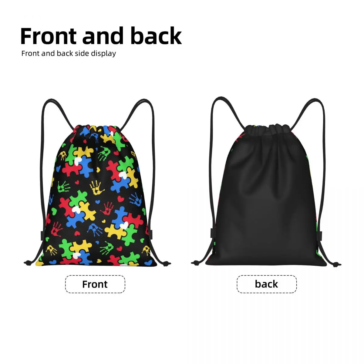 Colorful Puzzle Autism Awareness Drawstring Bag Women Men Foldable Gym Sports Sackpack Training Backpacks