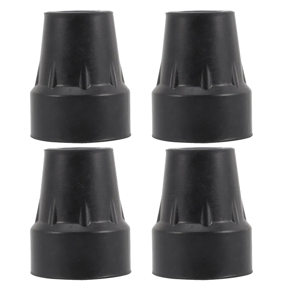 4Pcs Black Rubber Walking Pole Tips 19Mm Fit Anti-Slip Wear Resistant Cane Foot Protectors for Hiking Trekking Sticks Outdoor