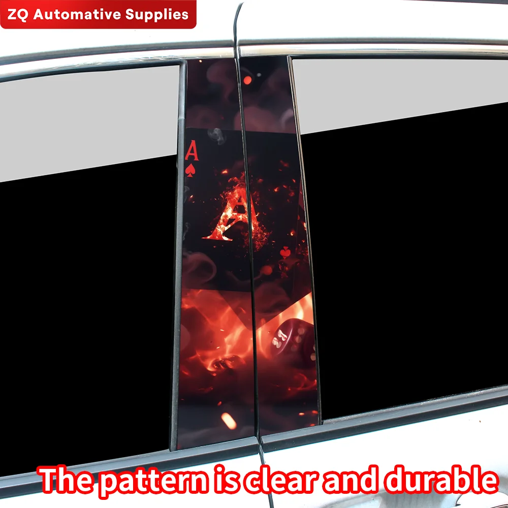 Poker Car Stickers Funny Auto B Pillar Waterproof Decoration DIY Cover Car Doors Pillar Sunscreen Decals Accessories