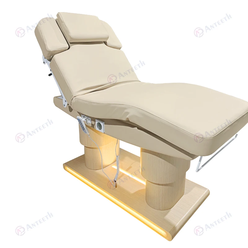 Cosmetic Electric Beauty Treatment Massage Table Wood Grain Base Exam Salon Massage Bed Double Column Hot Sale Massage Chair