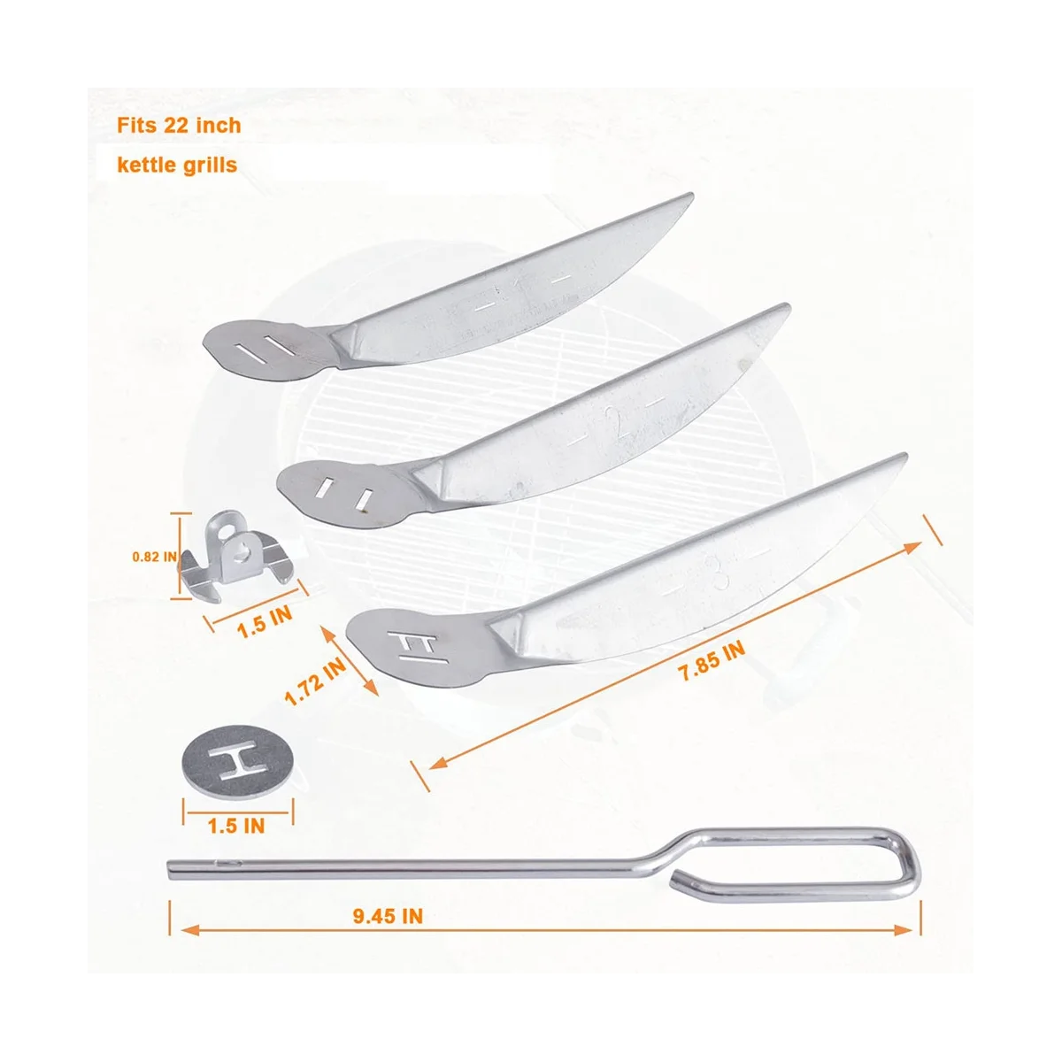 22-1/2-Inch One-Touch Cleaning System Kit for Weber Grill Parts, 7444 for Weber Grill Replacement Parts, Easy to Install