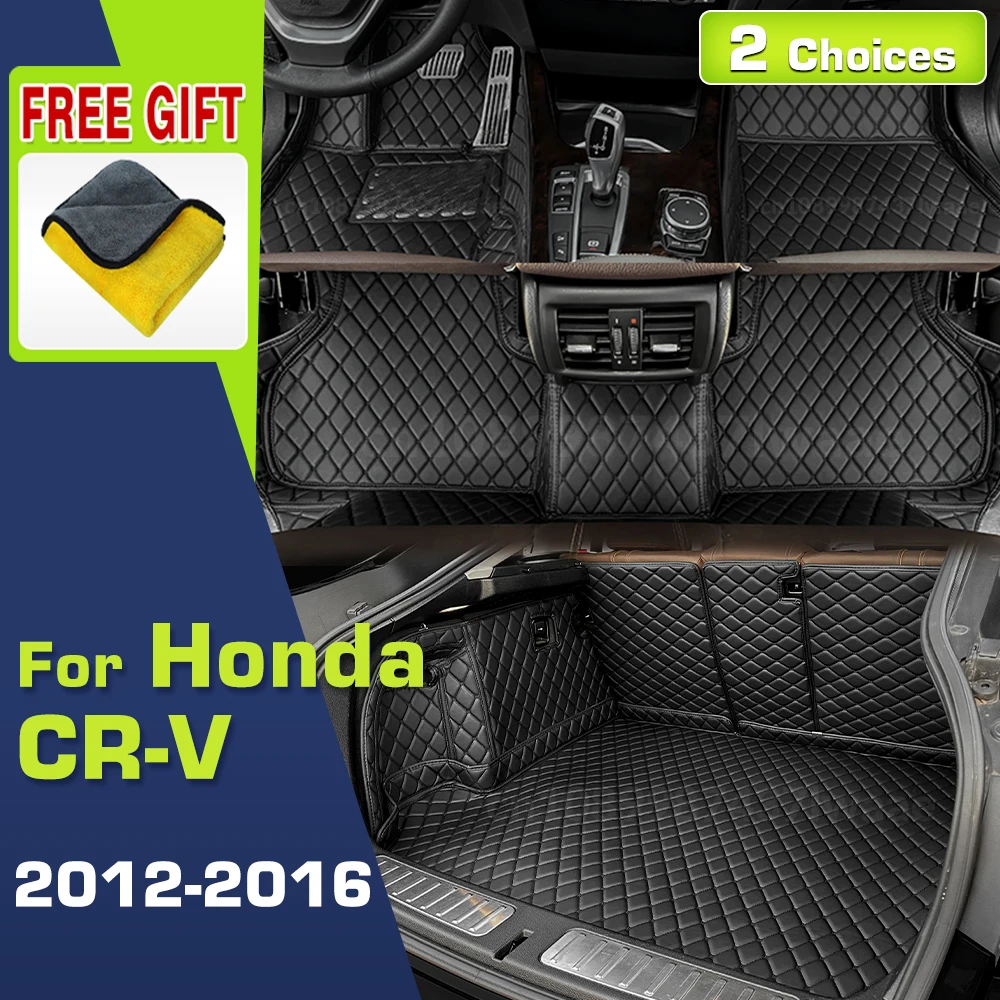 Car Floor Mats For Honda CRV 2012 2013 2014 2015 2016 Custom Trunk Mat Auto foot Pads Carpet Cover Interior Accessories