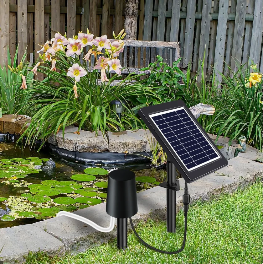 

4W Silent Solar Air Pump 2200mAh 3 Timings For Fish Pond Tank Aquaponics Bubble Control