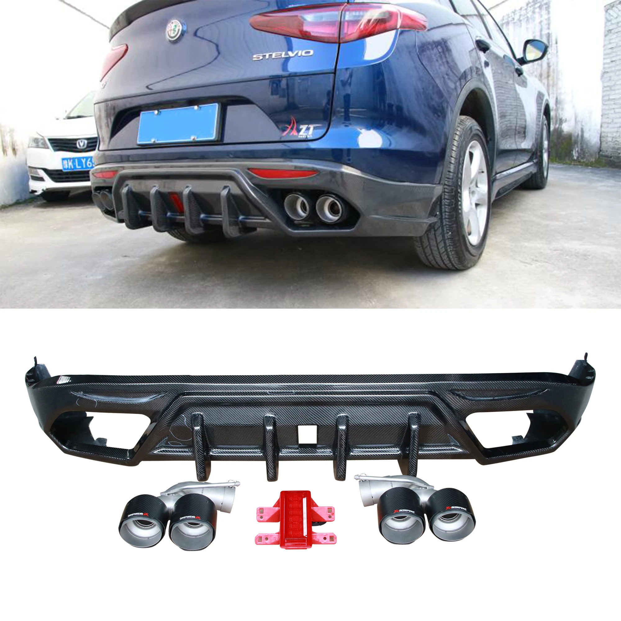 Brilliant quality carbon fiber car bumpers rear diffuser for Alfa Romeo Stelvio