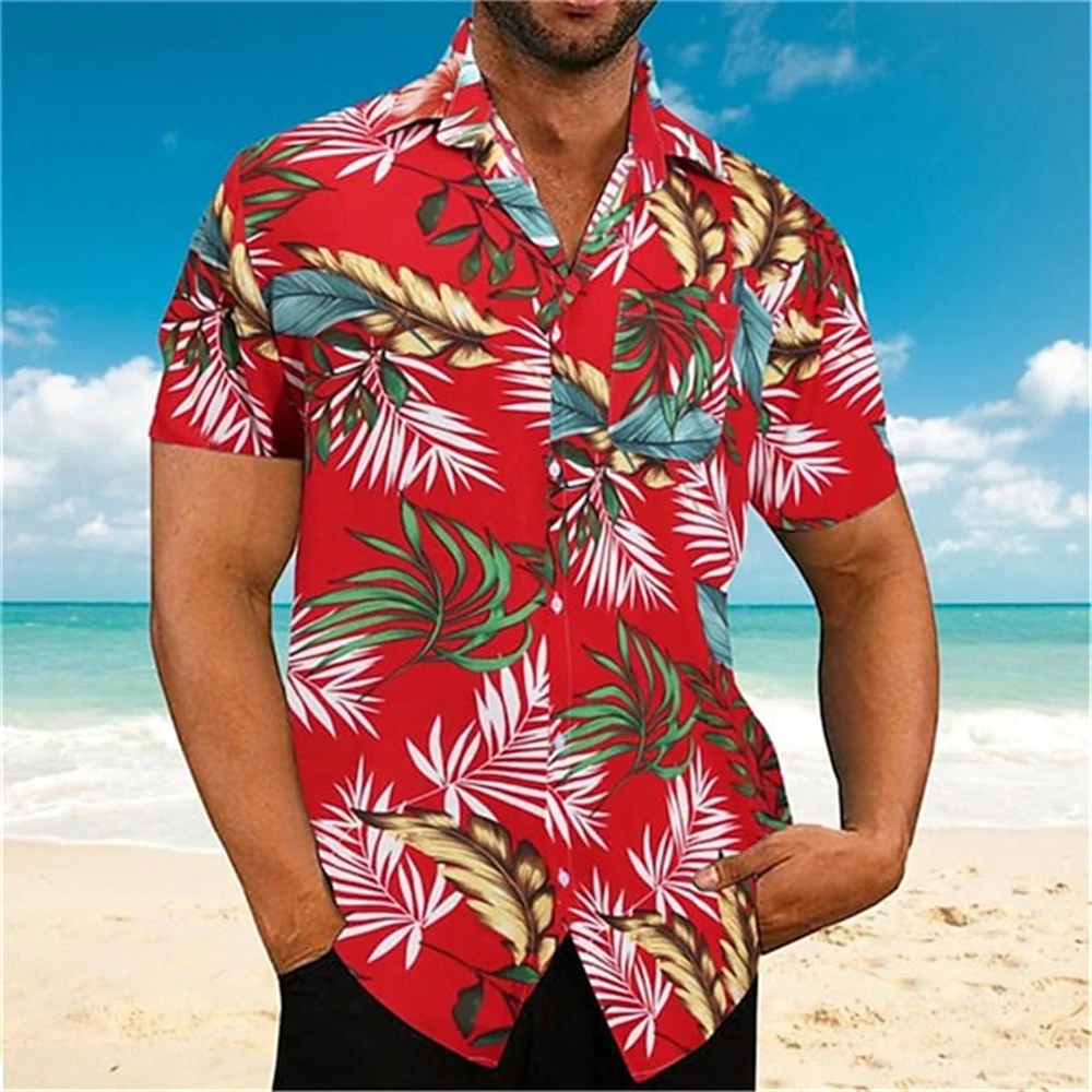 Men's Summer 3D Plant Shirt for Men Flower Print Plus Size Hawaiian Shirts Beach Shirt Seaside Comfortable Short Sleeved Fashion