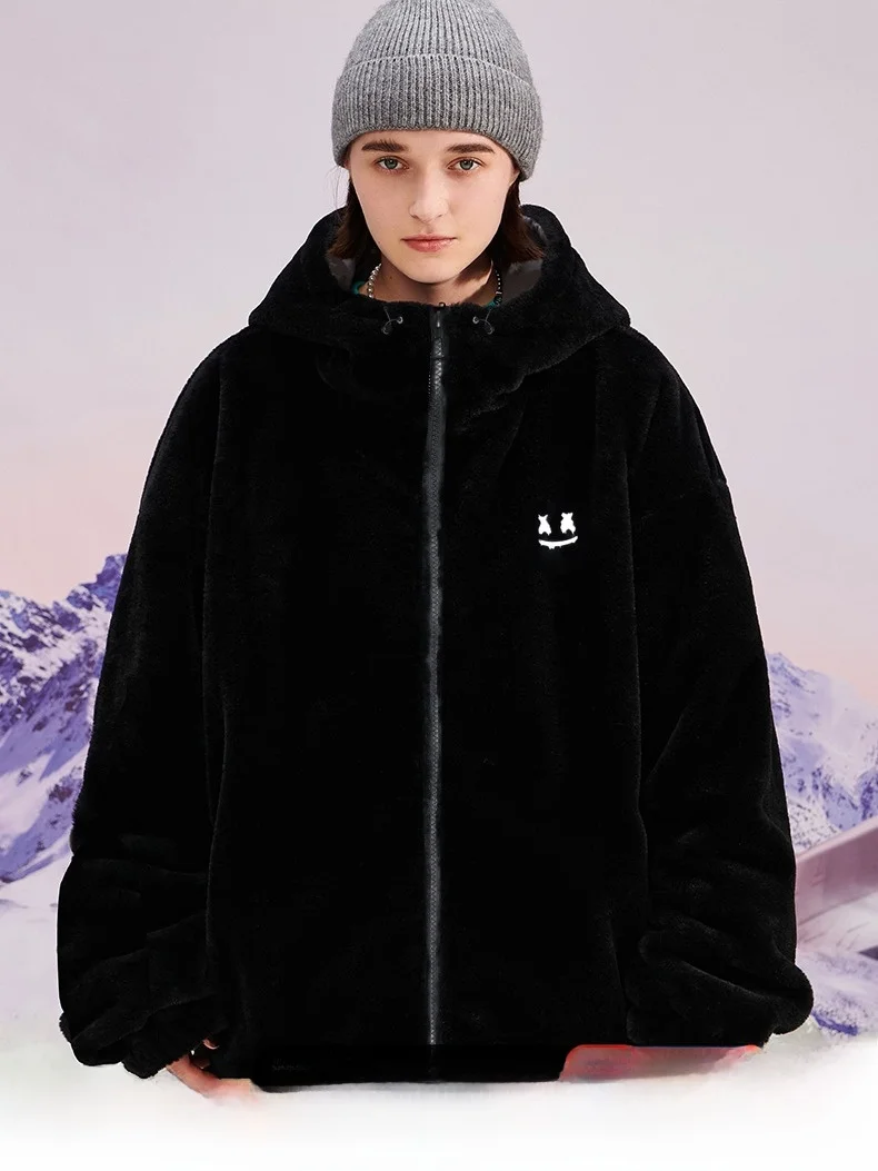 

ER Face Rabbit Fur Jaet Thiened Fluffy Loose Hooded Coat for Teenagers Winter Season Casual Wear Polyester Fiber