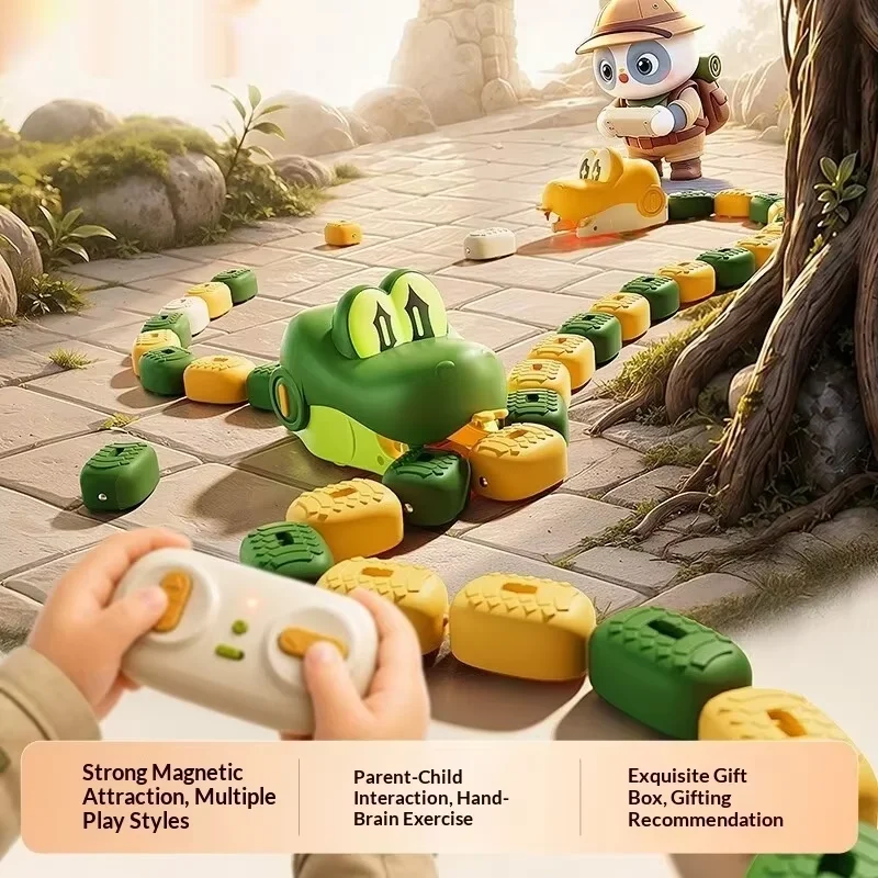 2026 New Hot-Selling Children's Gifts Magnetic Remote Control Snake Car 2-Person Interactive Toys With Energy Beans