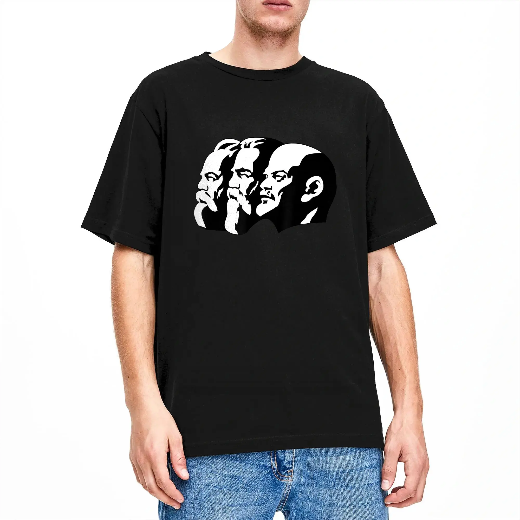 Karl Marx Friedrich Engels Vladimir Lenin SOVI8 Propaganda T-Shirt Men  Classic T Shirts Summer Crewneck Fashion Tee Shirt