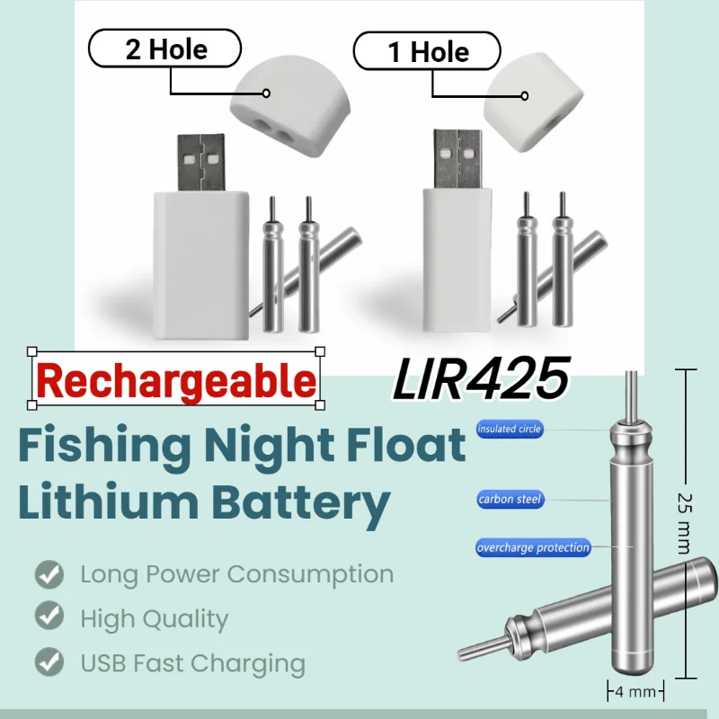 topRechargeable CR425 Luminous Fishing Float USB Charger Electric Night Fishing Buoy Bobber Tackle for 1/2Hole Bright Glow Float