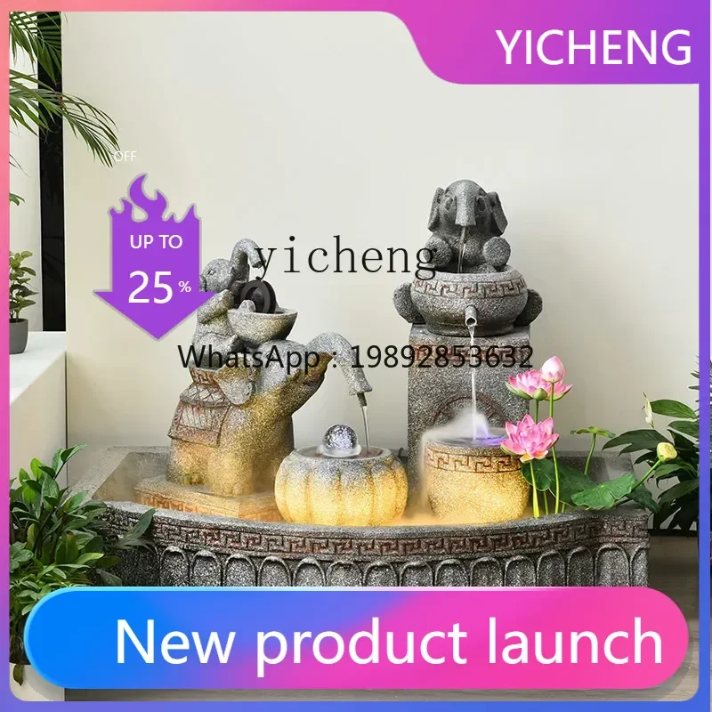 

B1 European-style elephant fish pond flowing water ornament circulation fountain rockery lucky balcony garden landscaping