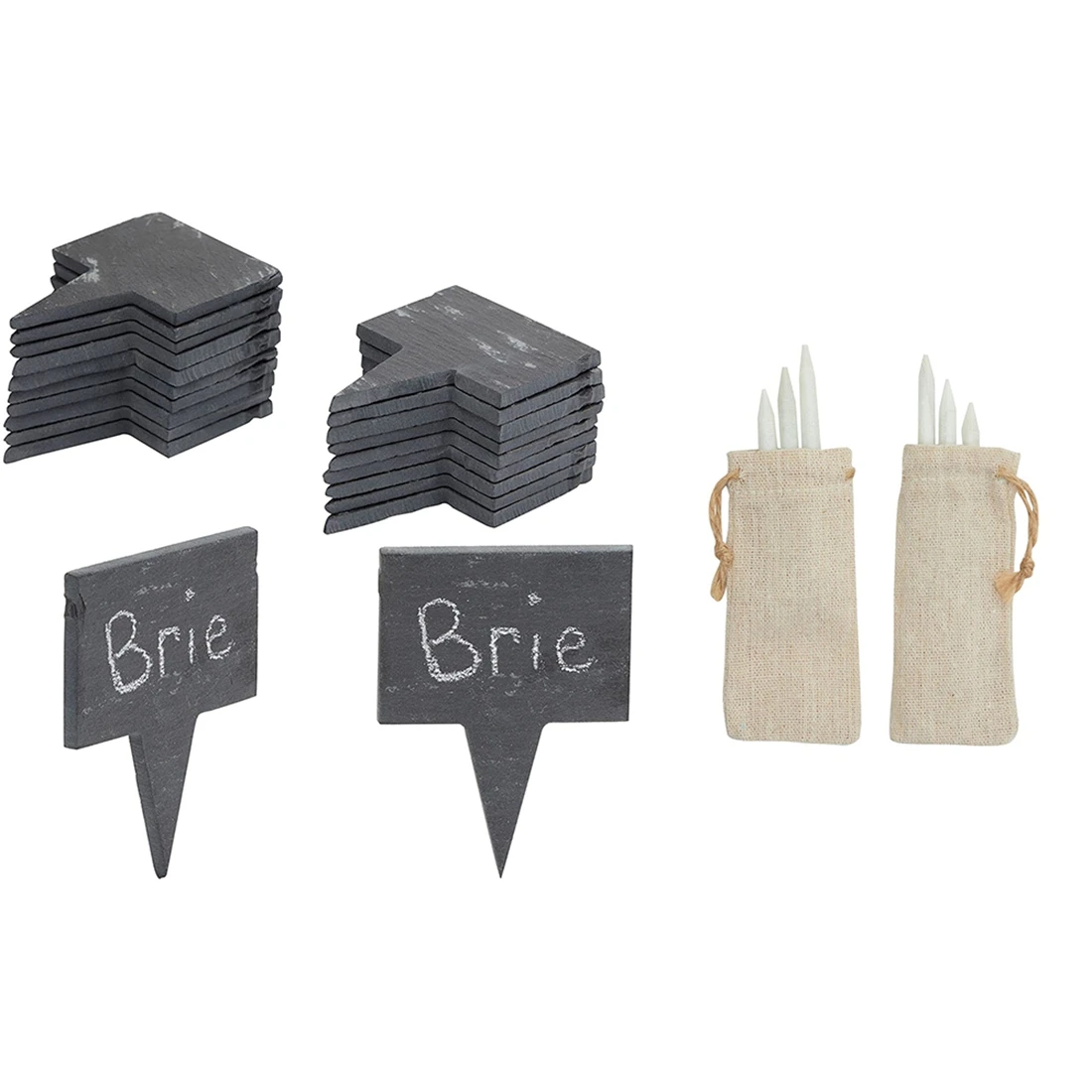 B84B-20 Slate Stone Cheese Labels For Charcuterie Board With 6 Chalks, 2 Storage Bags (28 Piece Set)