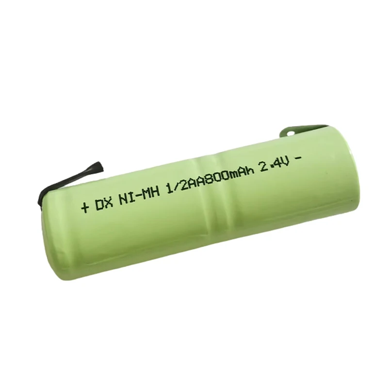 800mah 2.4V 1/2AA Ni-MH Rechargeable Battery 1/2 AA nimh cell with Welding Tabs for Electric Shaver Razor Toothbrush