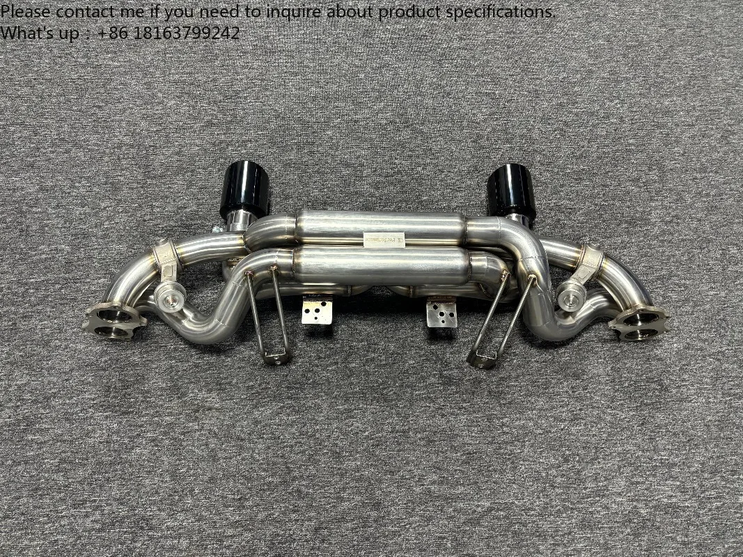 Hetu Free Flow Axleback Muffler Exhaust System of Stainless Steel with Vacuum Valves for Porsche 718 GT4 4.0L Remote Control