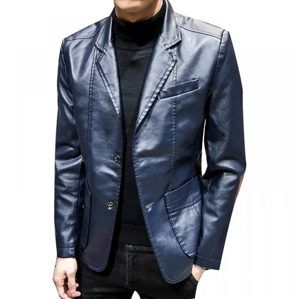 Men Leather Suits Jackets Blazers Jackets Coats New Fashion Male Slim Fit PU Leather Overcoats Blazers Jackets Coats Size 4XL