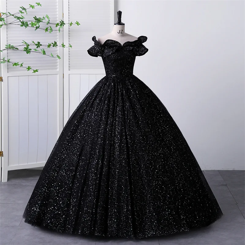 

Student Art Exam Performance Uniform Black One-word Shoulder Vocal Beauty Solo Host Piano Studio Bar Mitzvah Skirt Party Dresses