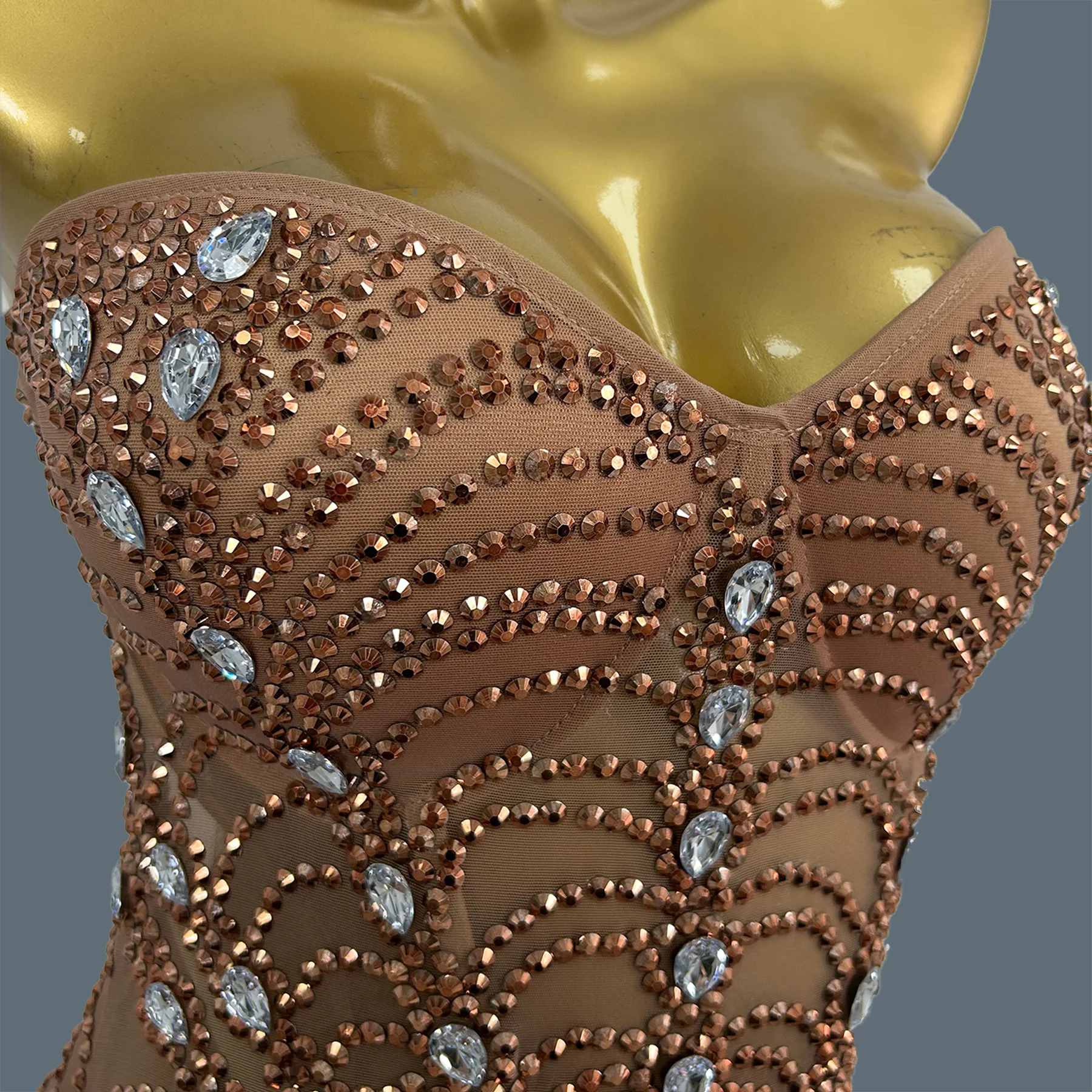 

Sparkly Sequins Mermaid Evening Dress Formal Occasions Women Sheer Mesh Bodycon Strapless Dress Wedding Dinner Party Gown Chaye