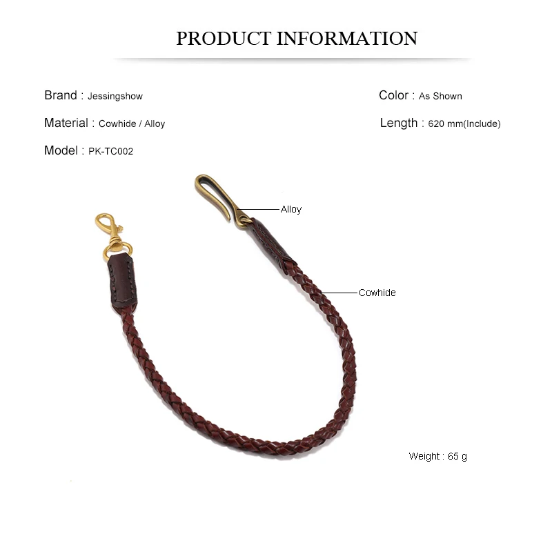 Cowhide Braided Rope Key Rings Bag Pendant Wallet Chain Holder Car Keyring Men Women Keychain Waist Chain Leather Biker Keychain