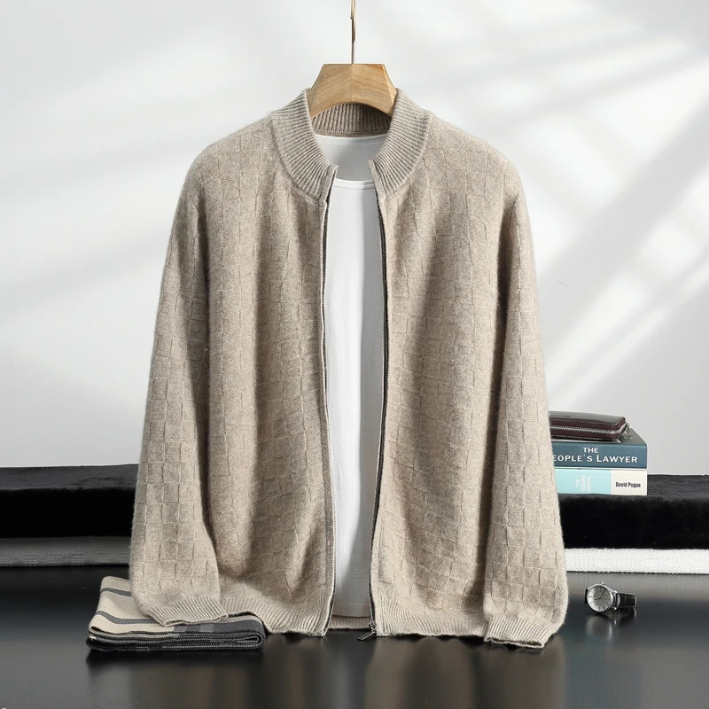 

Autumn and winter new men's thick outside the crewneck cardigan cashmere sweater casual business loose thick coat