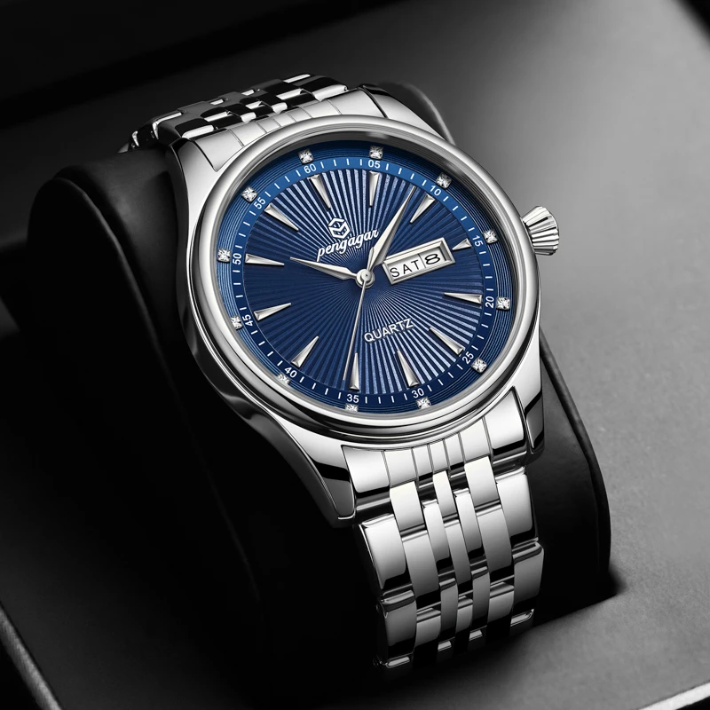 

PAAZOMU Men's Classic Square Wristwatch - Waterproof Luminous Date Display Stainless Steel Sport Quartz Movement with Box