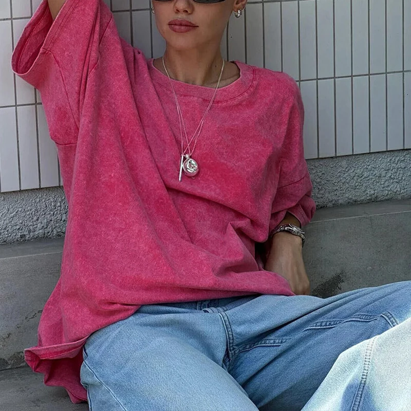 

2025 Women Summer 100% Cotton Oversized T Shirts O-Neck Short Sleeve Loose Style Tees Summer Tops For Women Clothes ZT166