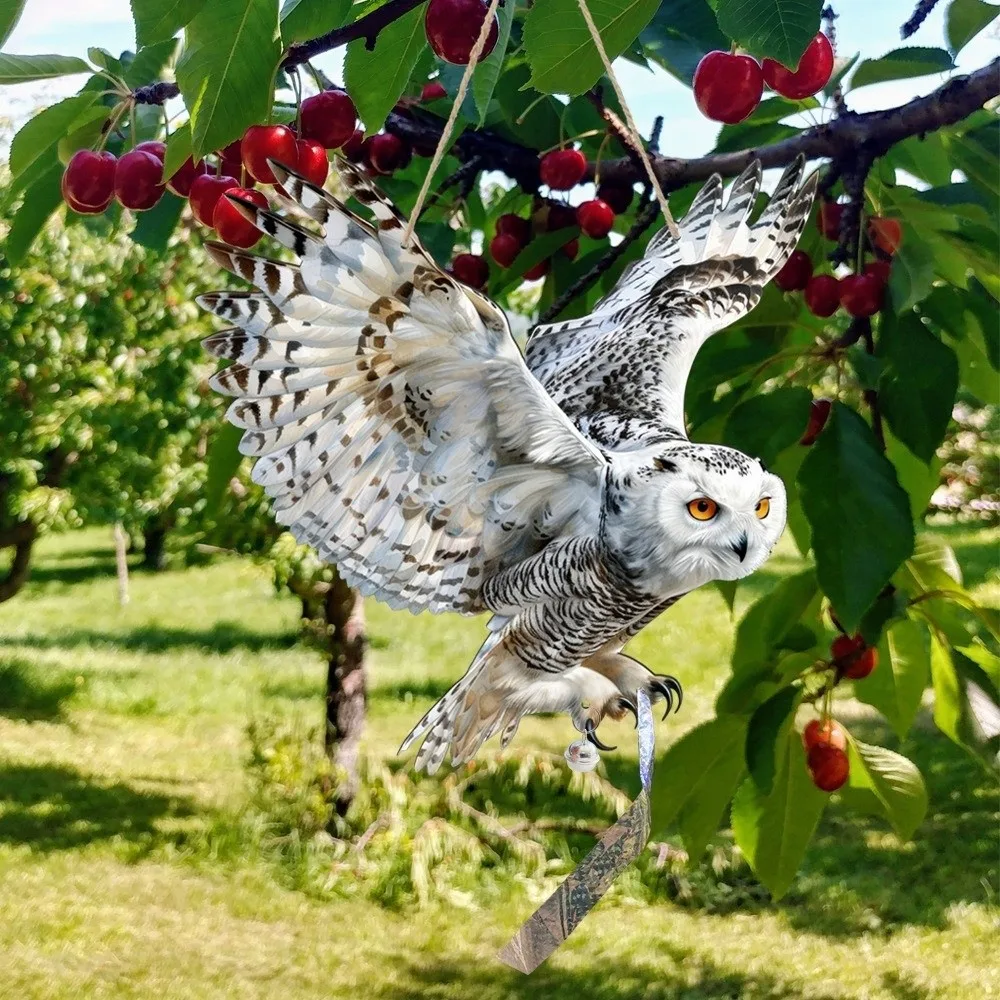 Waterproof Bird Scarer Pest Control Simulation Owl Bird Scare Pendant With Reflective With Bell Hanging Bird Repellent Courtyard - view 3