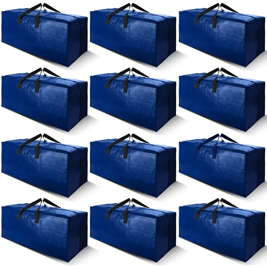 

12 Pack Heavy Duty Moving Bags with Backpack Straps Strong Handles amp Zippers, Storage Totes For Space Saving, Fold Flat, Alter